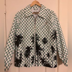 Funky Palm Tree Checkered Jacket, Size M